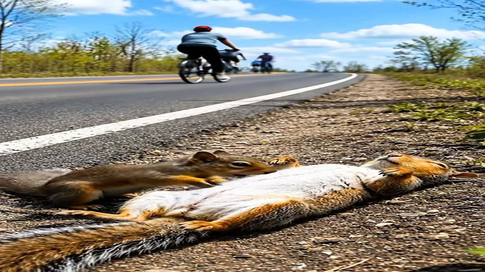 Full Story: T2407003_Baby Squirrel Tries to Save Its Mother