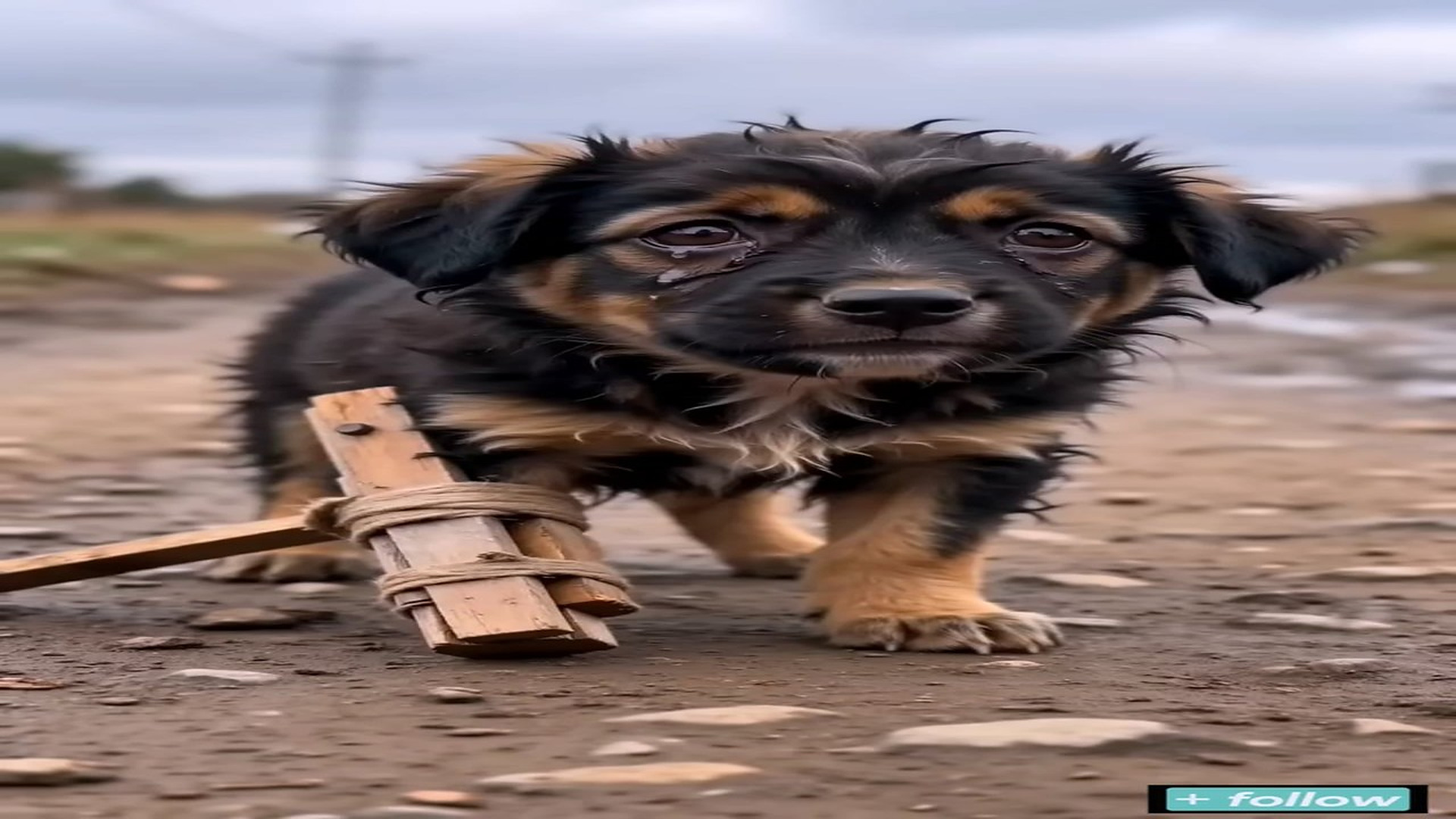 Full rescue here: T1309009_3 comments Heartbreaking rescue! Disabled puppy in wooden brace collapsing on dirt